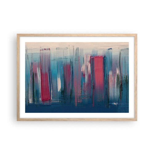 Plakát v rámu světlý dub - Vertikální kompozice v modré a červené - 70x50 cm