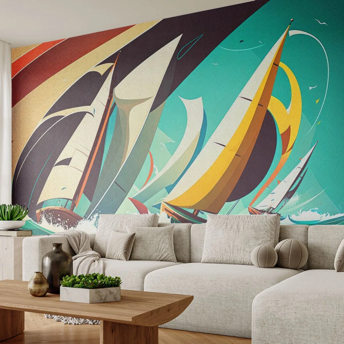Fototapeta Premium Canvas - Jak vycházet s živly - Plachetnice, Regata, Moře - 250x175 cm