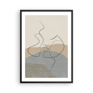 Plakát v černém rámu - Minimalistická linie, která vytváří ženský výraz - 50x70cm - Jako tah štětcem - Moderní nástěnná dekorace do obývacího pokoje a ložnice ARTTOR