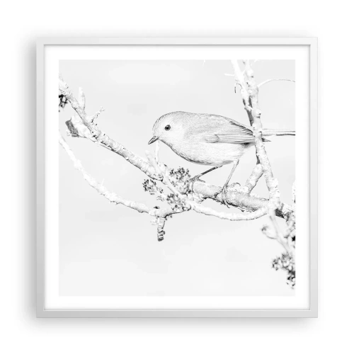Plakát v bílém rámu - Zimní ráno - 60x60 cm