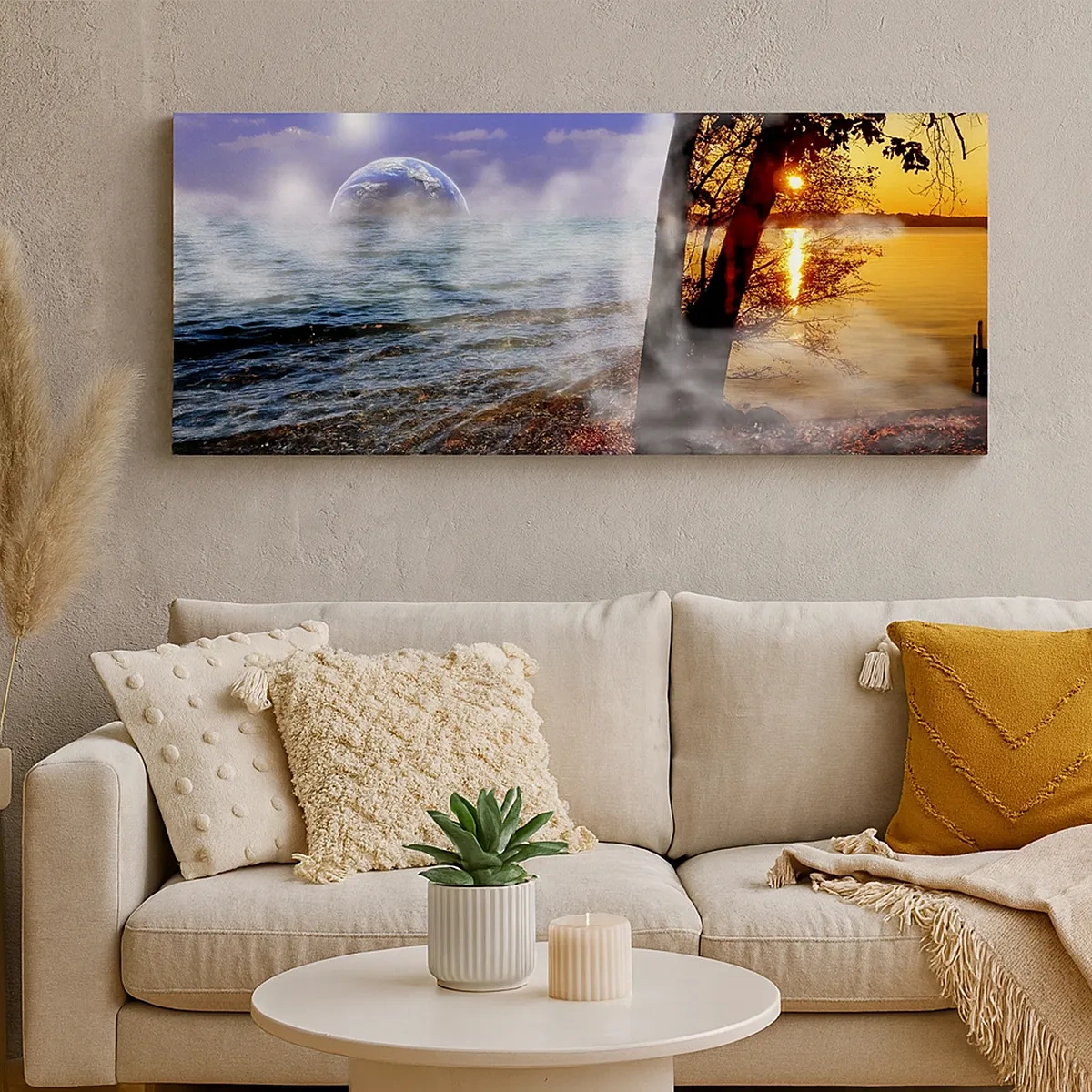 Obraz na plátně - Surrealistická krajina - jednota přírody - 30x30 cm