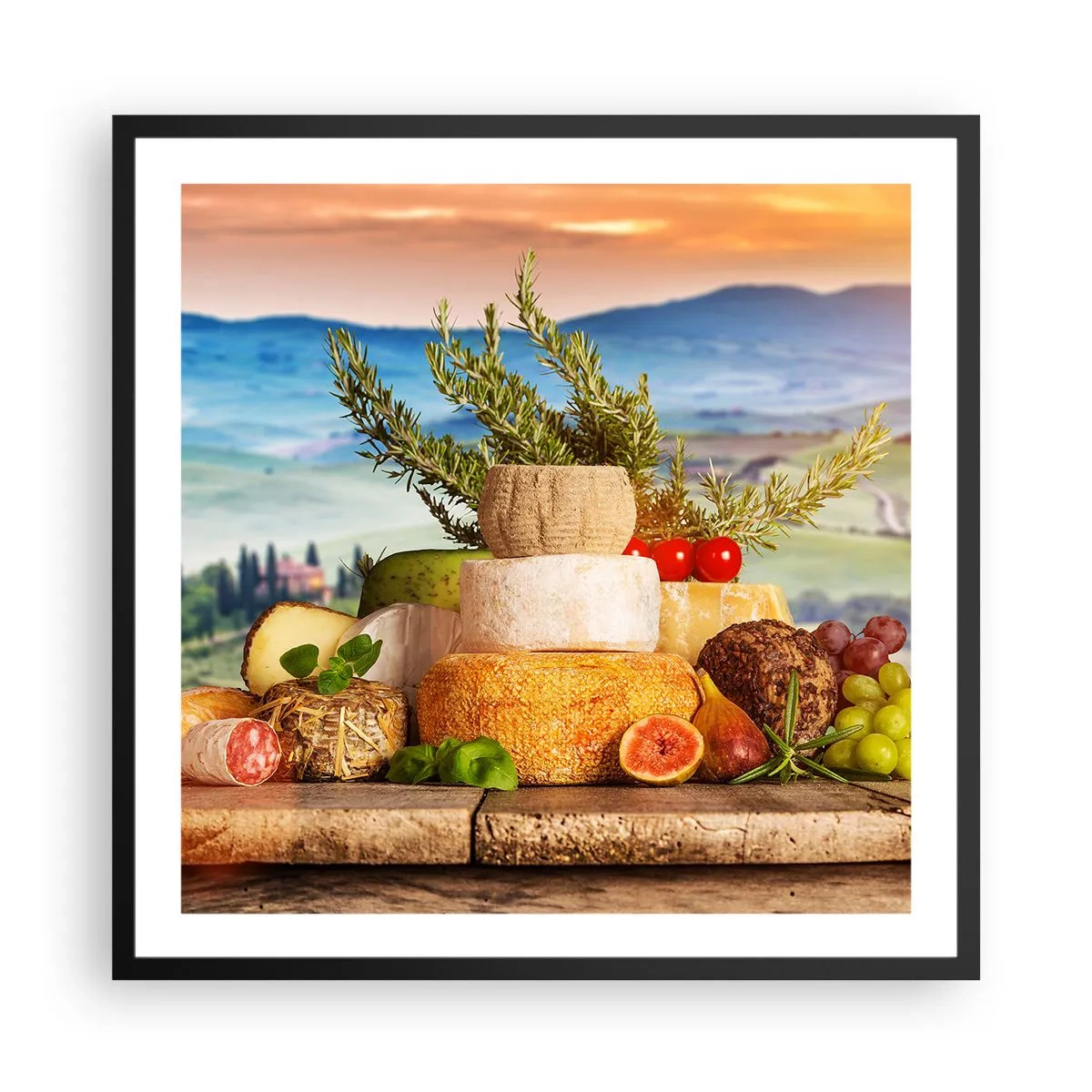 Plakát v černém rámu - Italská radost ze života - 60x60 cm