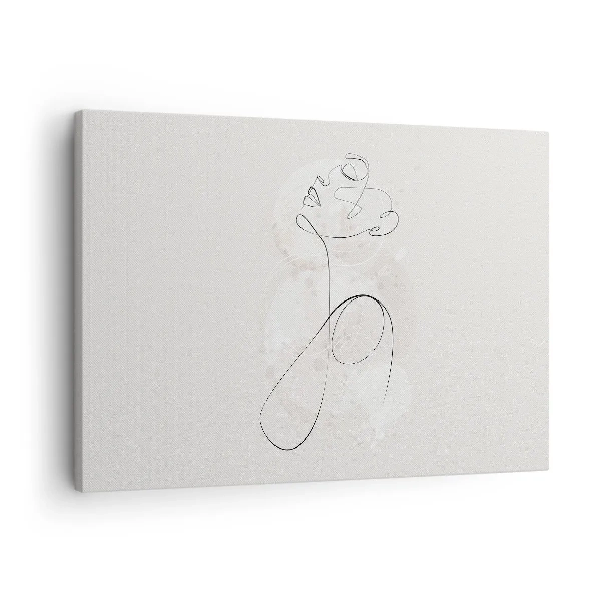 Obraz na plátně - Minimalistická kontura obličeje s květinou na světlém pozadí - 70x50cm - Spirála krásy - Moderní nástěnná dekorace do obývacího pokoje a ložnice ARTTOR