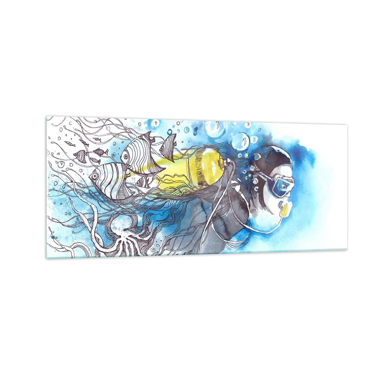 Obraz na skle - Velká modř - 100x40 cm