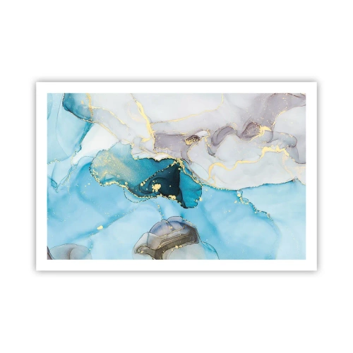 Plakát - Studie o setkání šedé a tyrkysové - 91x61 cm
