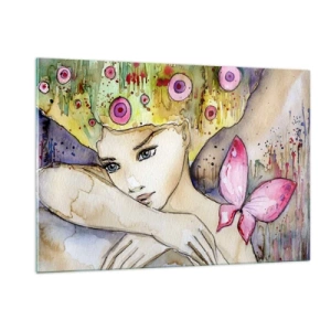 Obraz na skle - Motýlí princezna - 120x80 cm