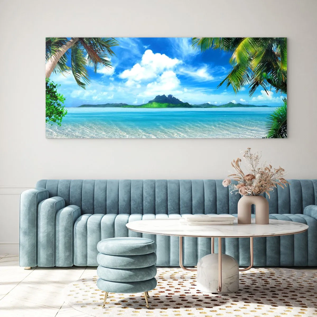 Obraz na skle - Modř tropů - 100x40 cm