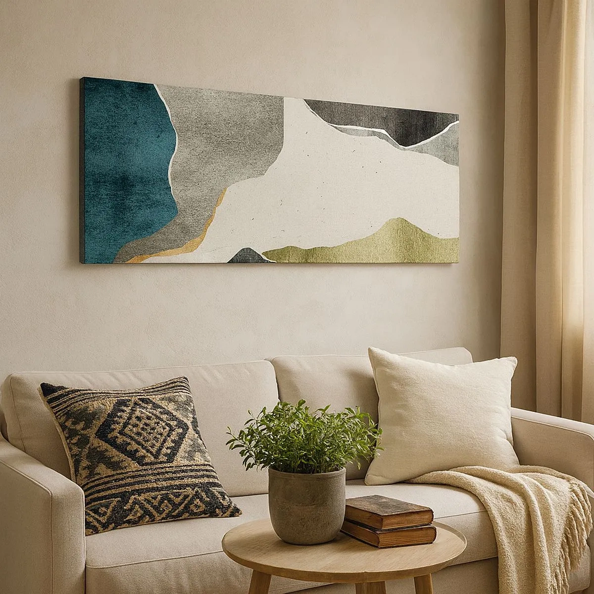 Obraz na plátně - Mozaiková kompozice se zlatou nití - 100x40 cm