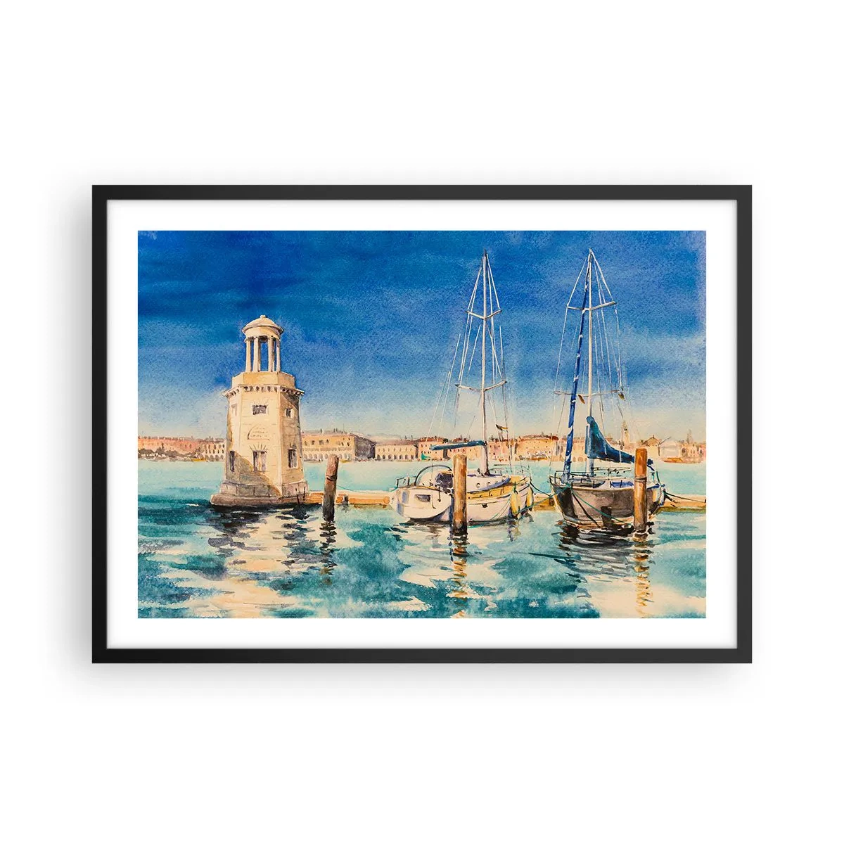 Plakát v černém rámu - Slunečná laguna - 70x50 cm