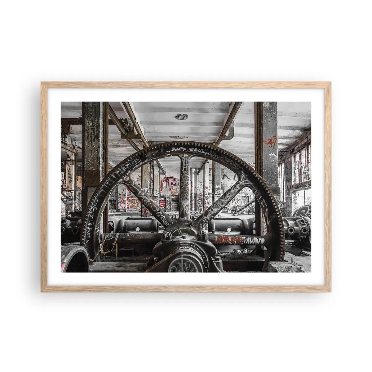 Plakát v rámu světlý dub - Tajný život továrny - 70x50 cm
