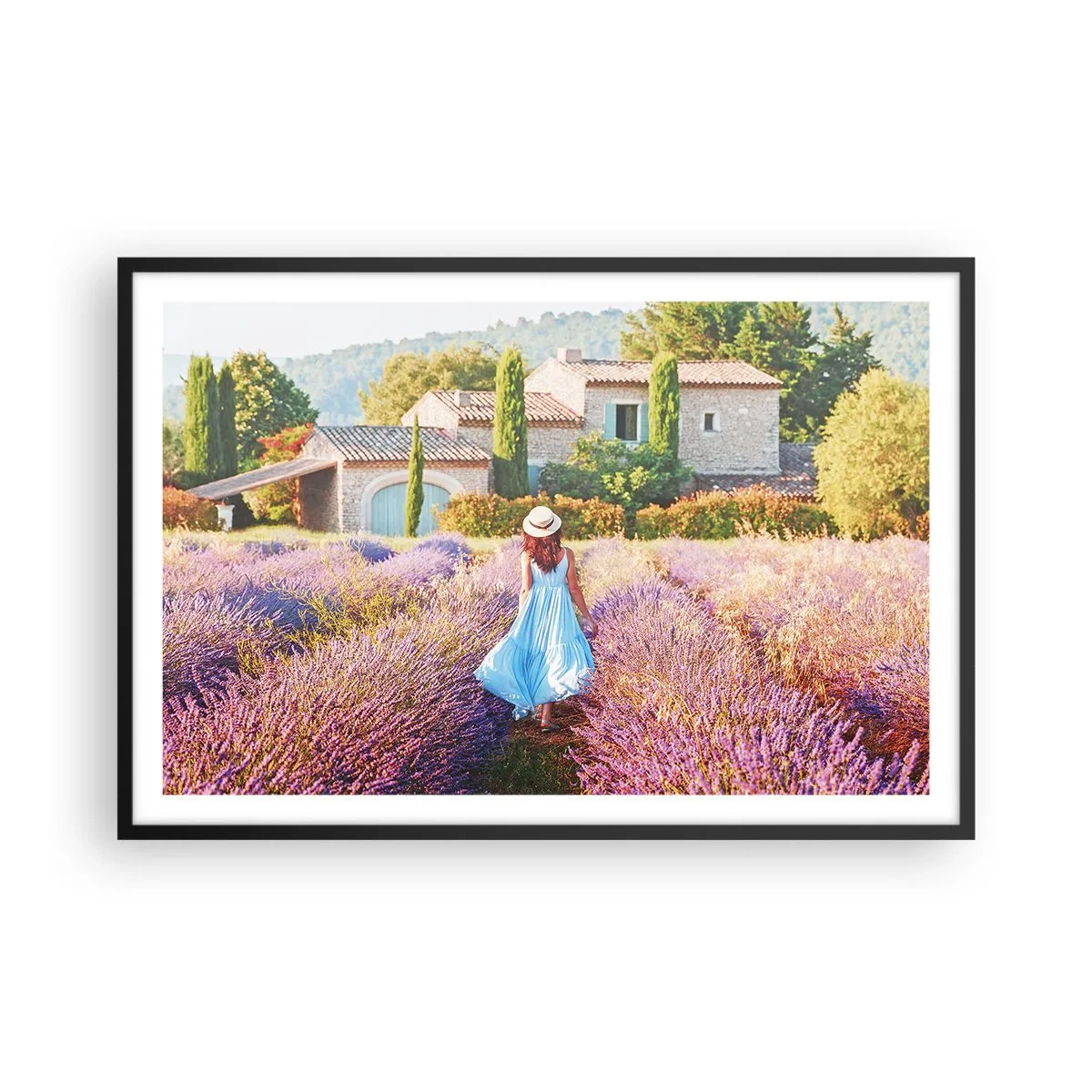Plakát v černém rámu - Levandulová dívka - 91x61 cm