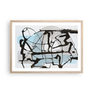 Plakát v rámu světlý dub - Přesto modrá - 70x50 cm