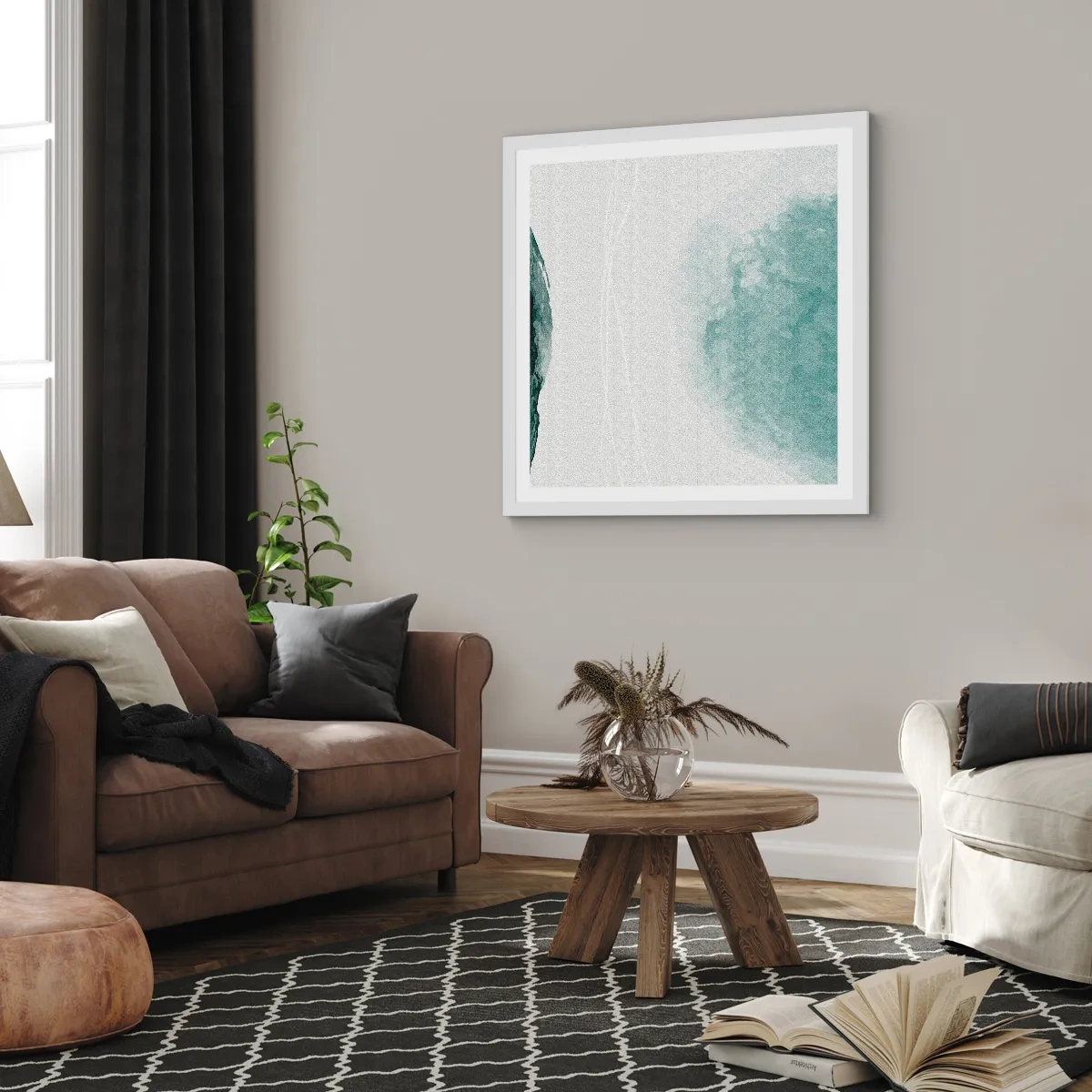 Plakát v bílém rámu - Setkání s mlhou - 30x30 cm