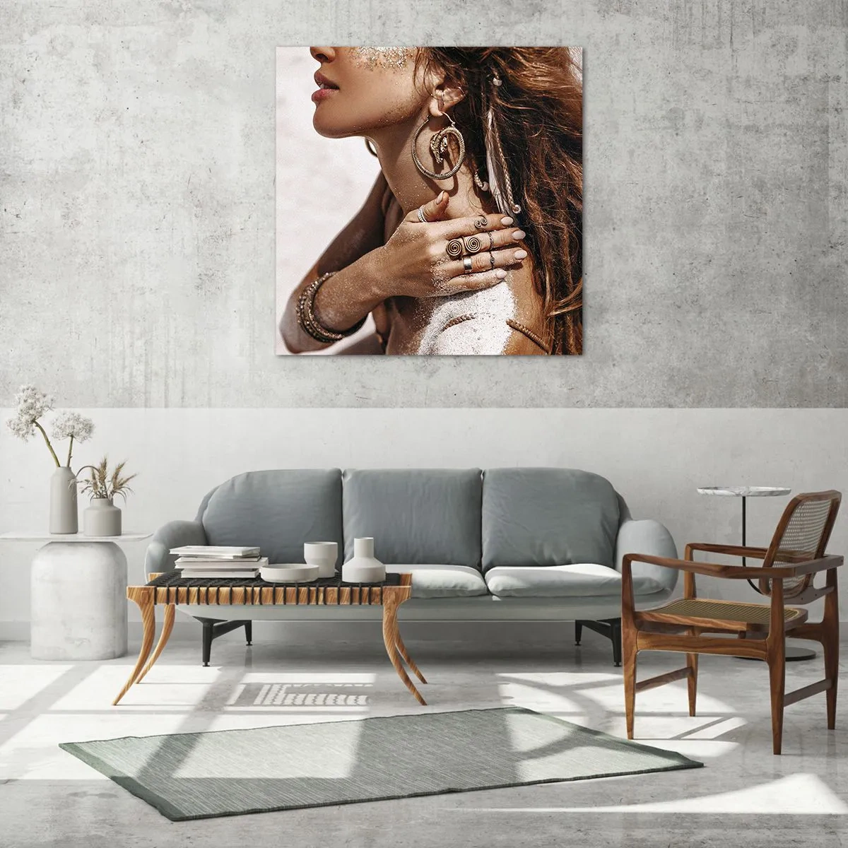 Obraz na skle - Královna divoké pláže - 70x70 cm