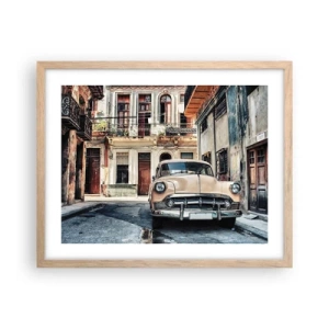 Plakát v rámu světlý dub - Siesta v Havaně - 50x40 cm