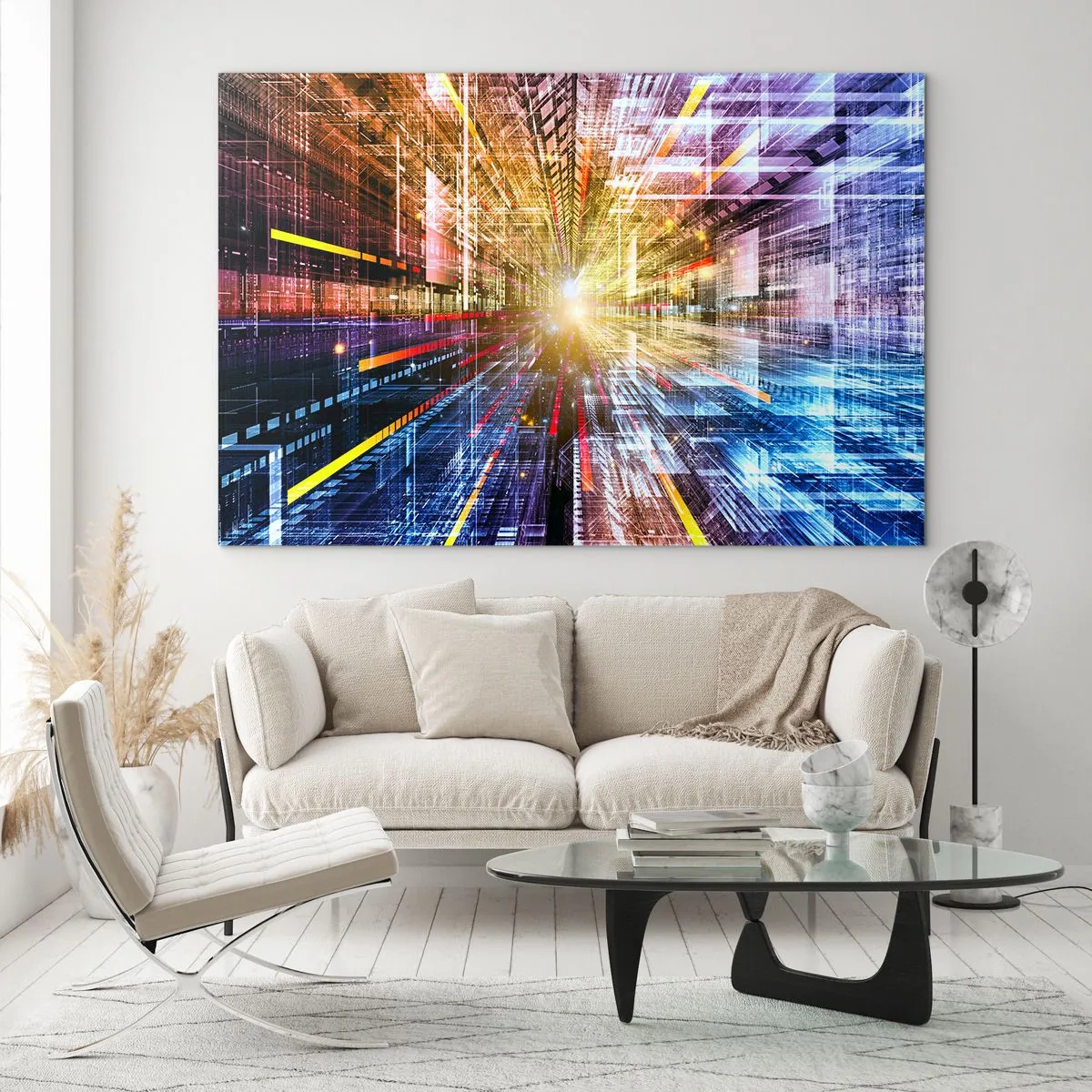 Obraz na skle - Osvětlená chodba - 100x70 cm