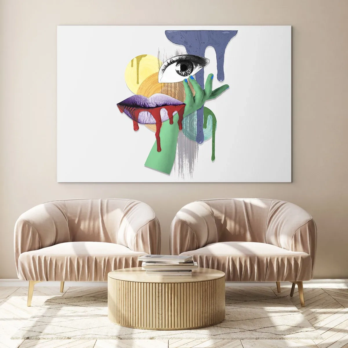 Obraz na skle - Zdeformovaný portrét - 100x70 cm