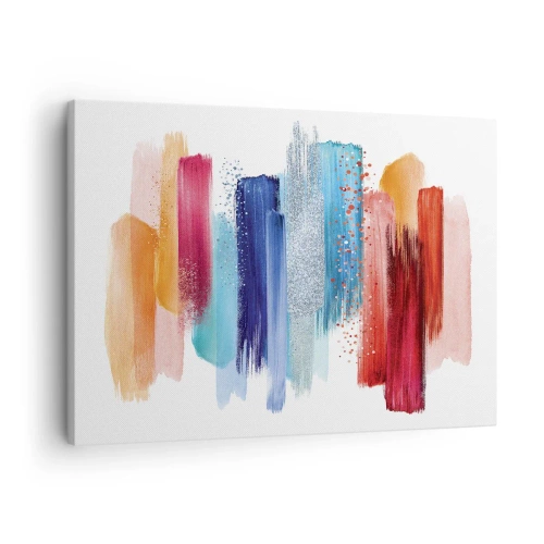 Obraz na plátně - Barevné tahy štětcem na bílém pozadí - 70x50cm - Nahoru a dolů  - Moderní nástěnná dekorace do obývacího pokoje a ložnice ARTTOR