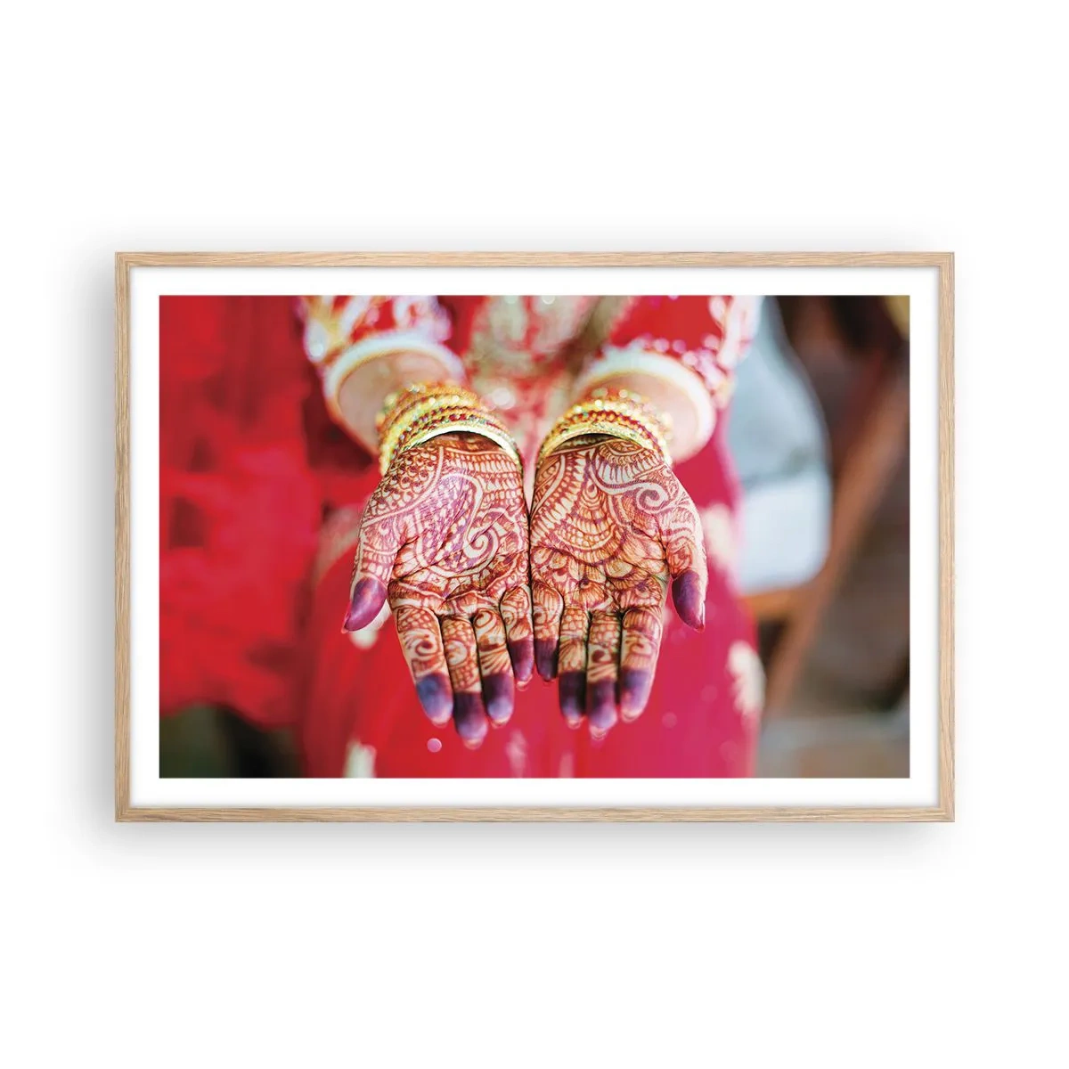 Plakát v rámu světlý dub - Připravená chytit štěstí - 91x61 cm