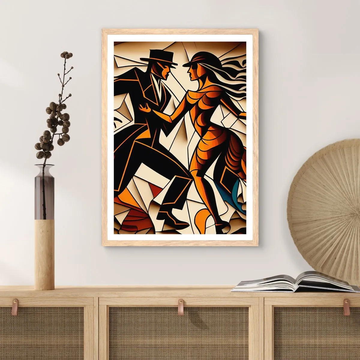 Plakát v rámu světlý dub - Tanec vřelosti a vášně - 40x50 cm