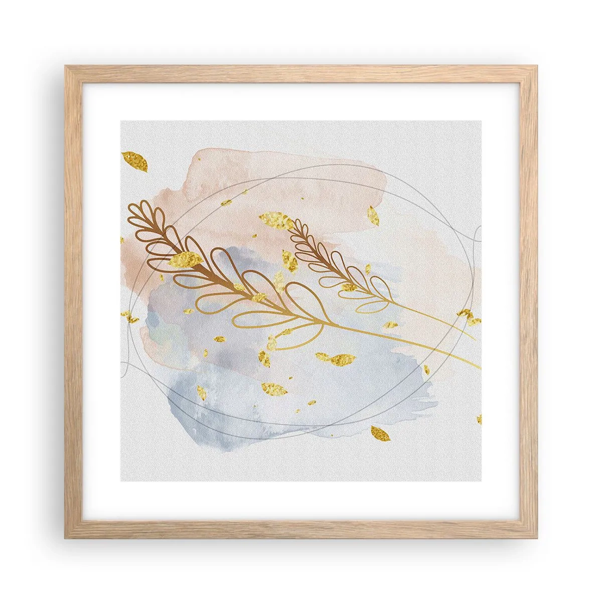 Plakát v rámu světlý dub - Zlatý závan - 40x40 cm