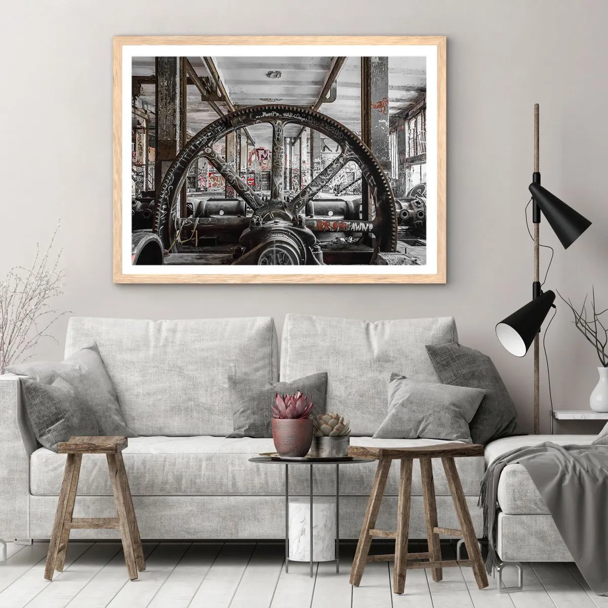 Plakát v rámu světlý dub - Tajný život továrny - 50x40 cm