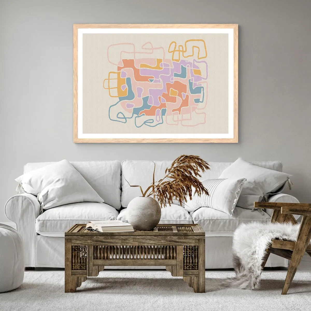 Plakát v rámu světlý dub - Labyrint – veselé dobrodružství - 91x61 cm