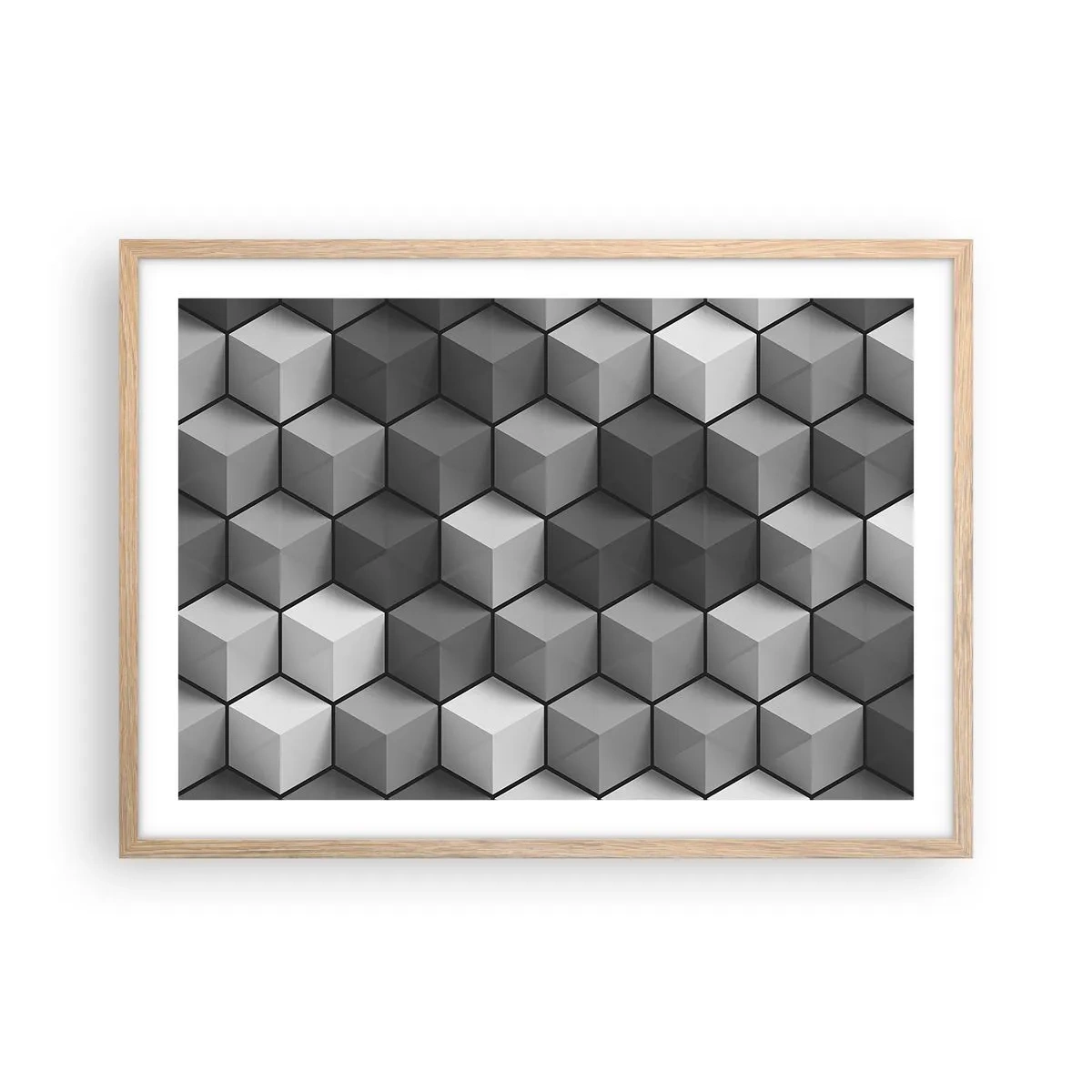 Plakát v rámu světlý dub - Kubistické puzzle - 70x50 cm