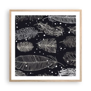 Plakát v rámu světlý dub - Krajka s peřím - 60x60 cm