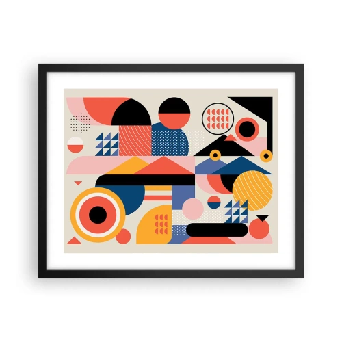 Plakát v černém rámu - Kompozice: pojďme si hrát - 50x40 cm