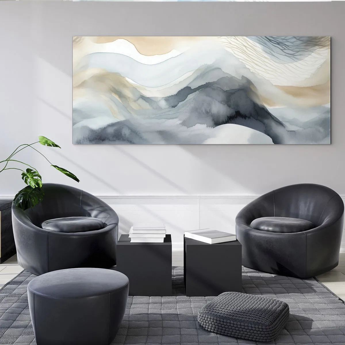Obraz na skle - Abstrakce sněhu a mlhy - 100x40 cm