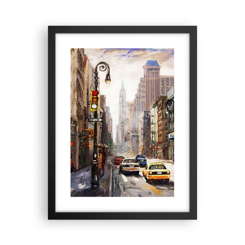 Plakát v černém rámu - New York – barevný i v dešti - 30x40 cm