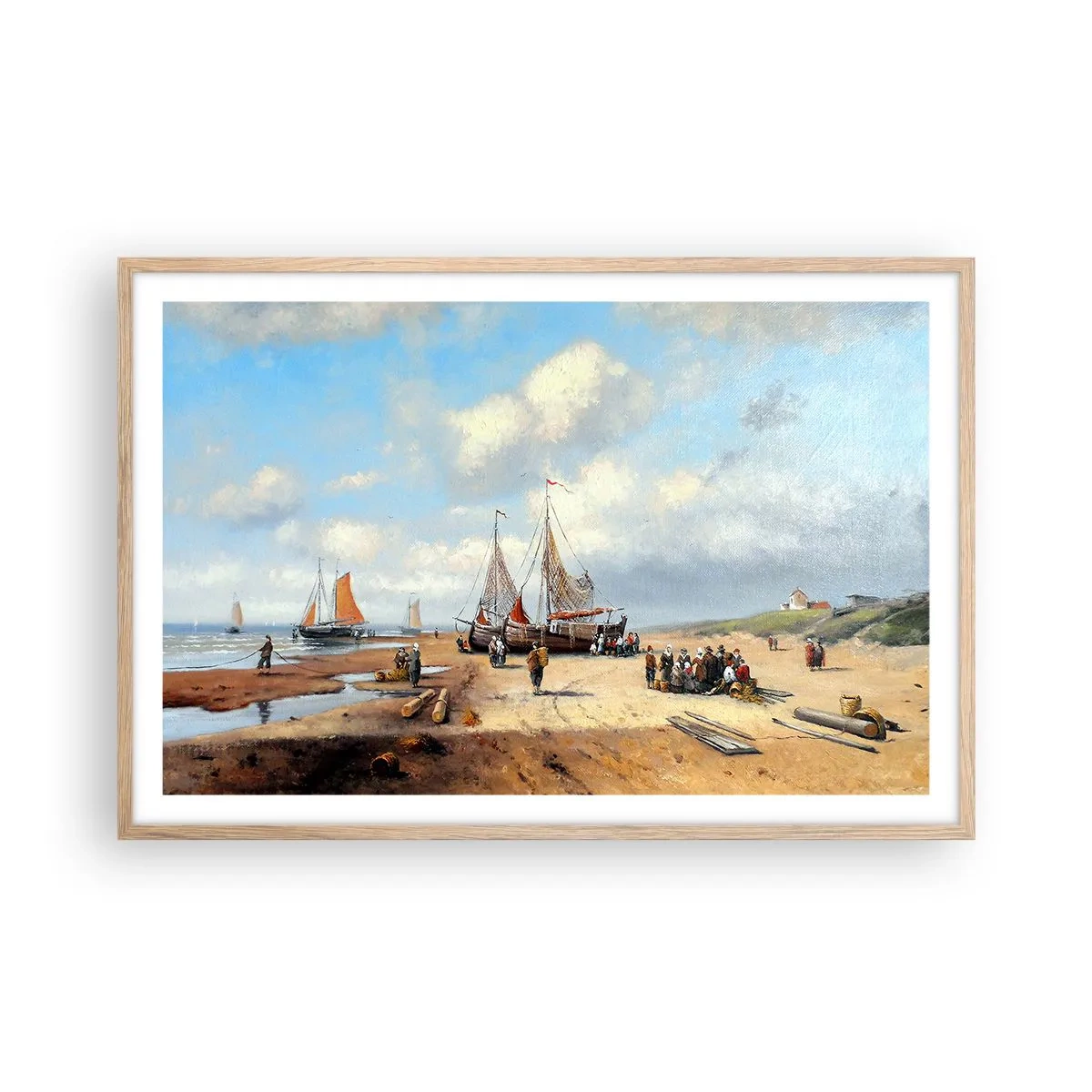 Plakát v rámu světlý dub - Po úspěšném rybolovu - 91x61 cm