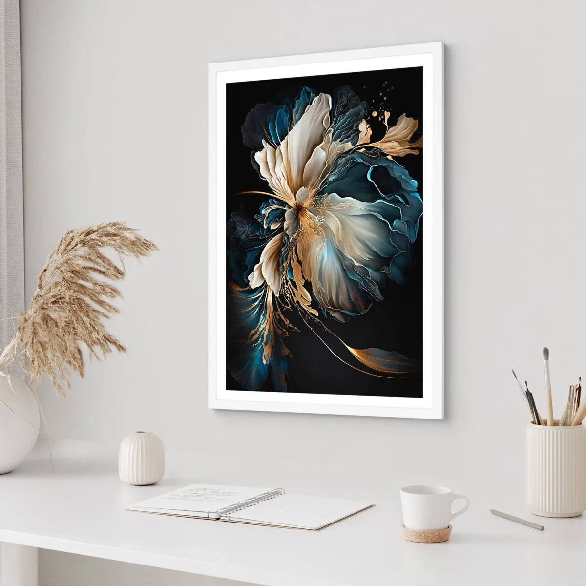 Plakát v bílém rámu - Pohádkový květ kapradí - 70x100 cm