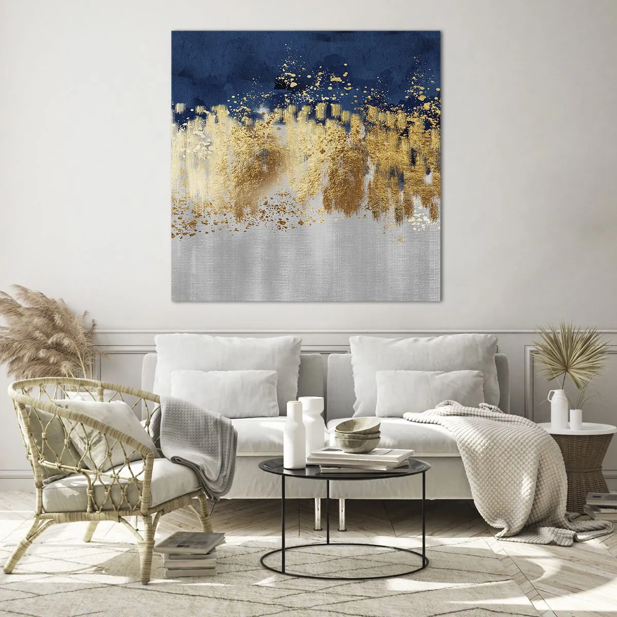 Obraz na skle - Moderní kompozice s jiskrou - 60x60 cm