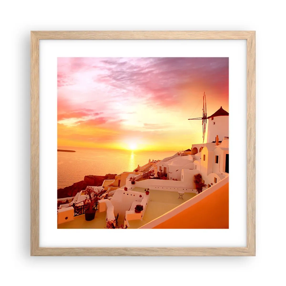 Plakát v rámu světlý dub - Rozplynout se v bílé a zlaté - 40x40 cm