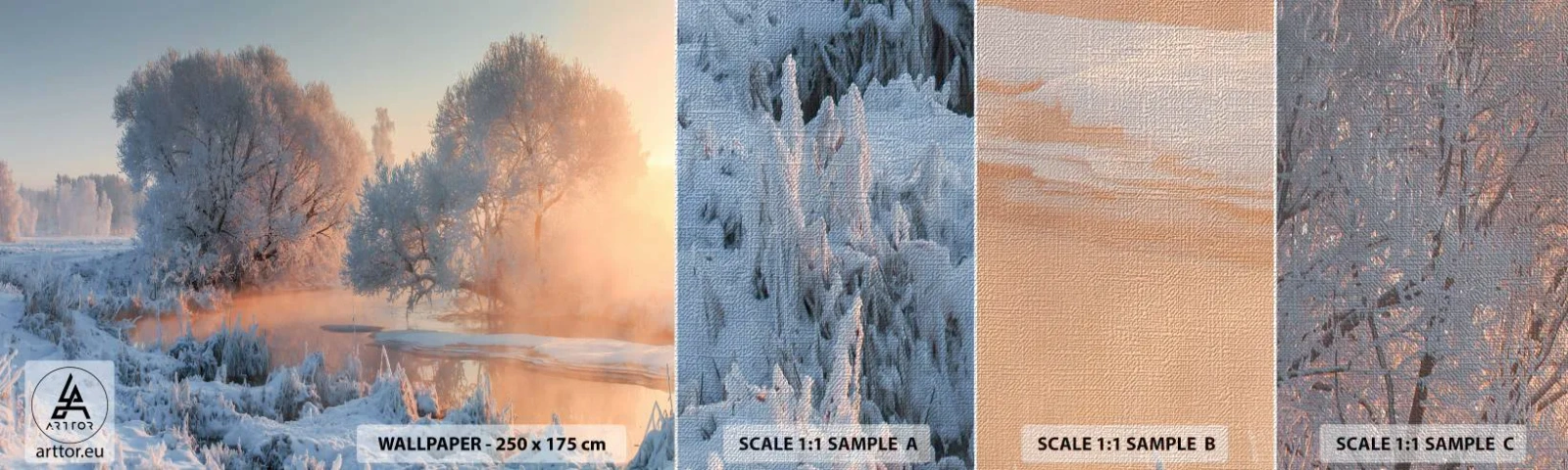 Vzor Fototapety Premium Canvas - Vše se leskne ve slunečním krystalu - Krajina, Zima, Řeka - 100x30 cm