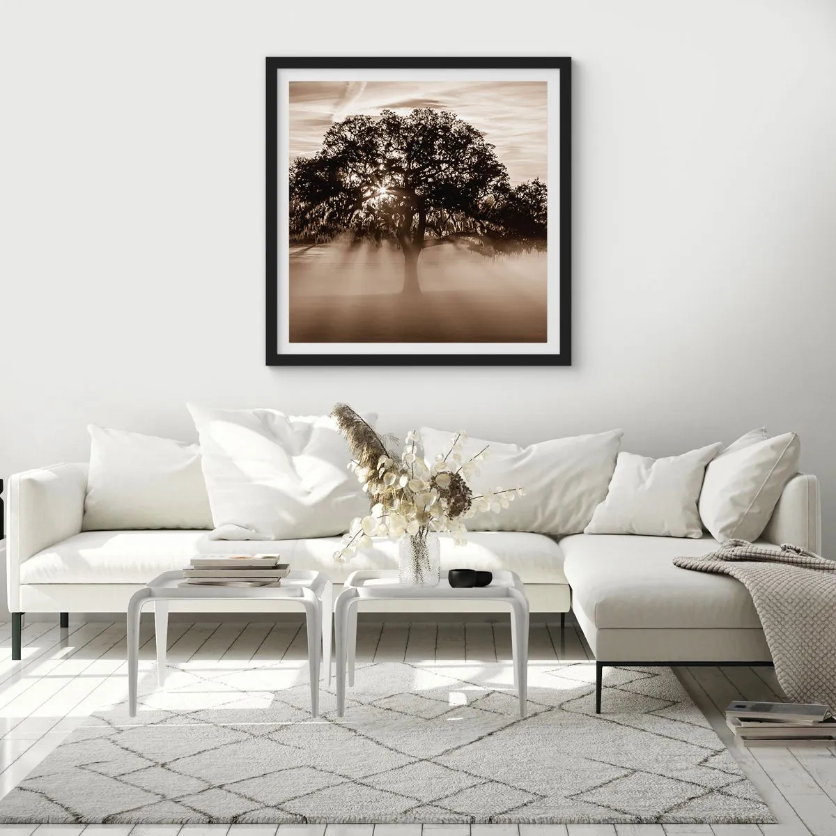 Plakát v černém rámu - Strom zpráv samotného dobra - 30x30 cm