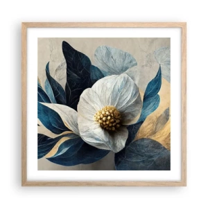 Plakát v rámu světlý dub - Zlaté srdce - 50x50 cm