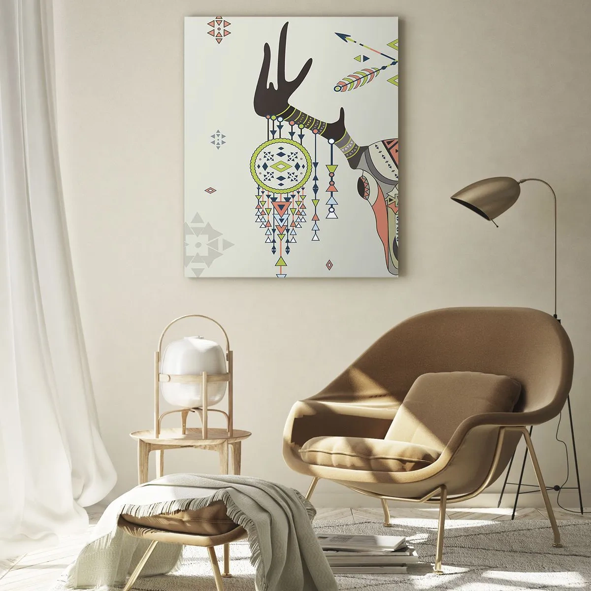 Obraz na skle - Trofej indiánského lovce - 50x70 cm