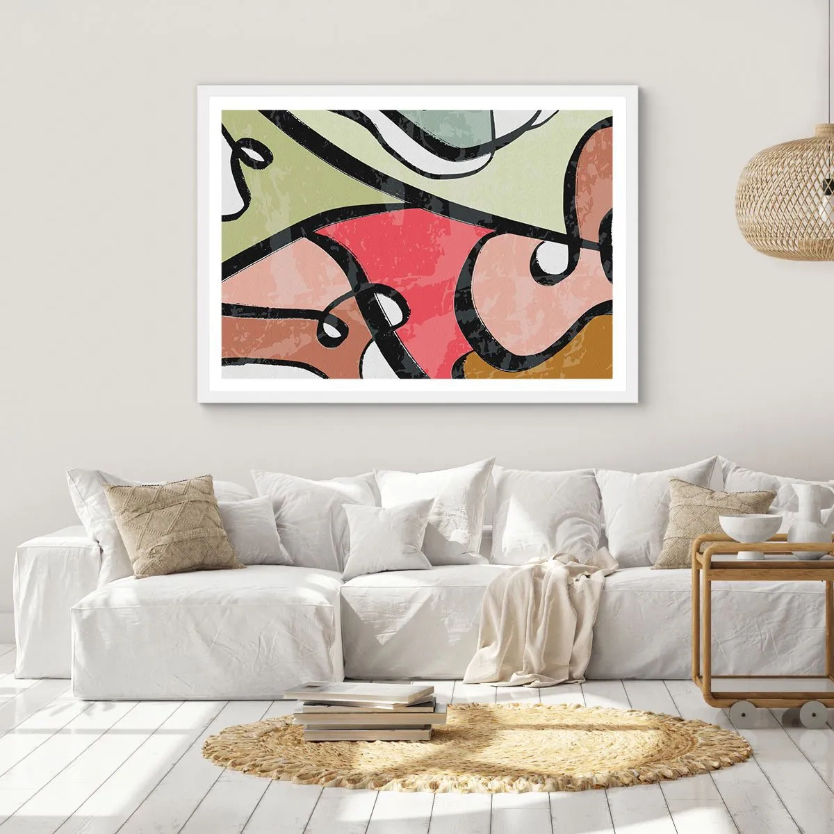 Plakát v bílém rámu - Piruety uprostřed barev - 91x61 cm