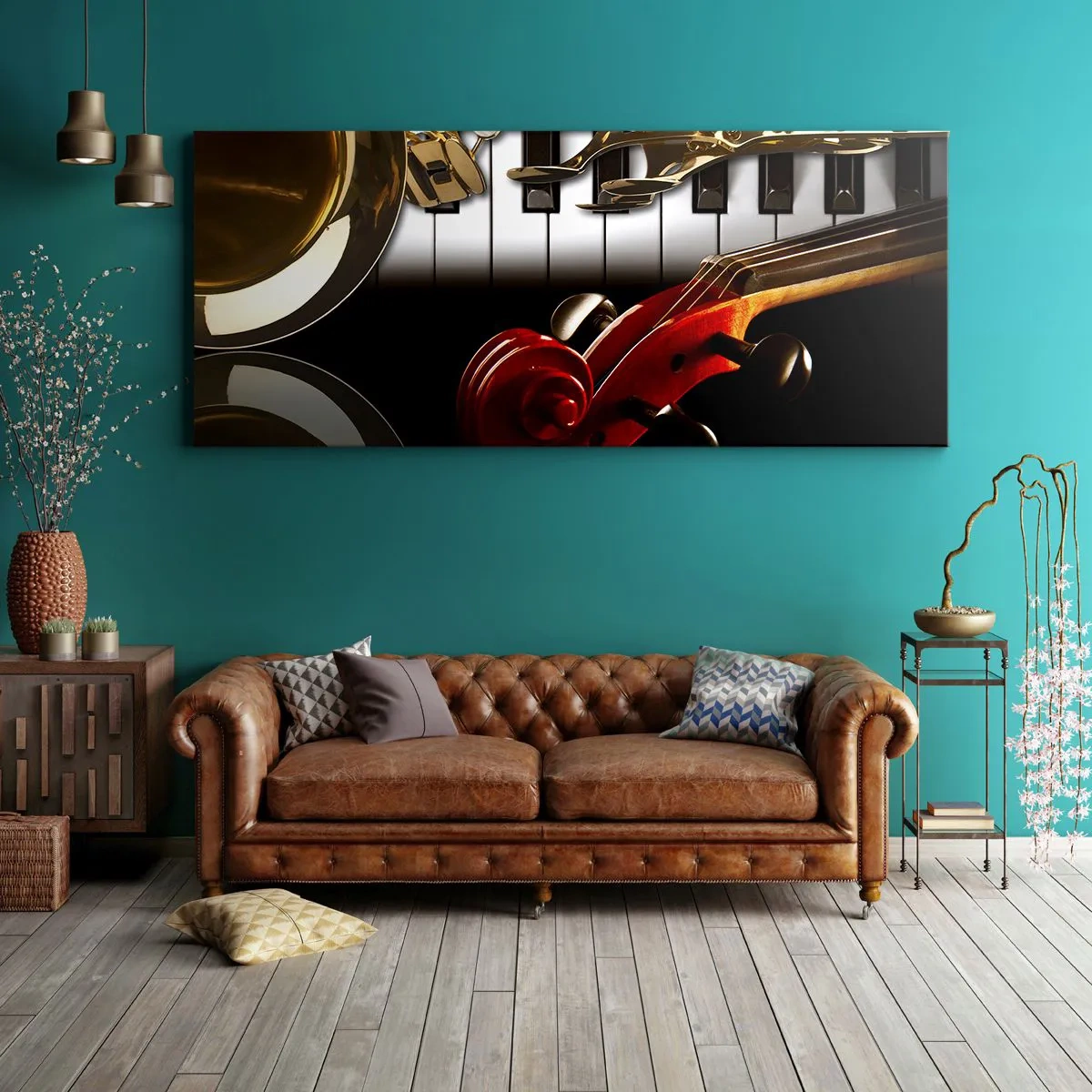 Obraz na plátně - Plech, dřevo a slonovinová kost - 100x40 cm