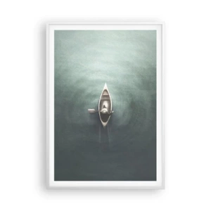 Plakát v bílém rámu - Přes měsíční jezero - 70x100 cm