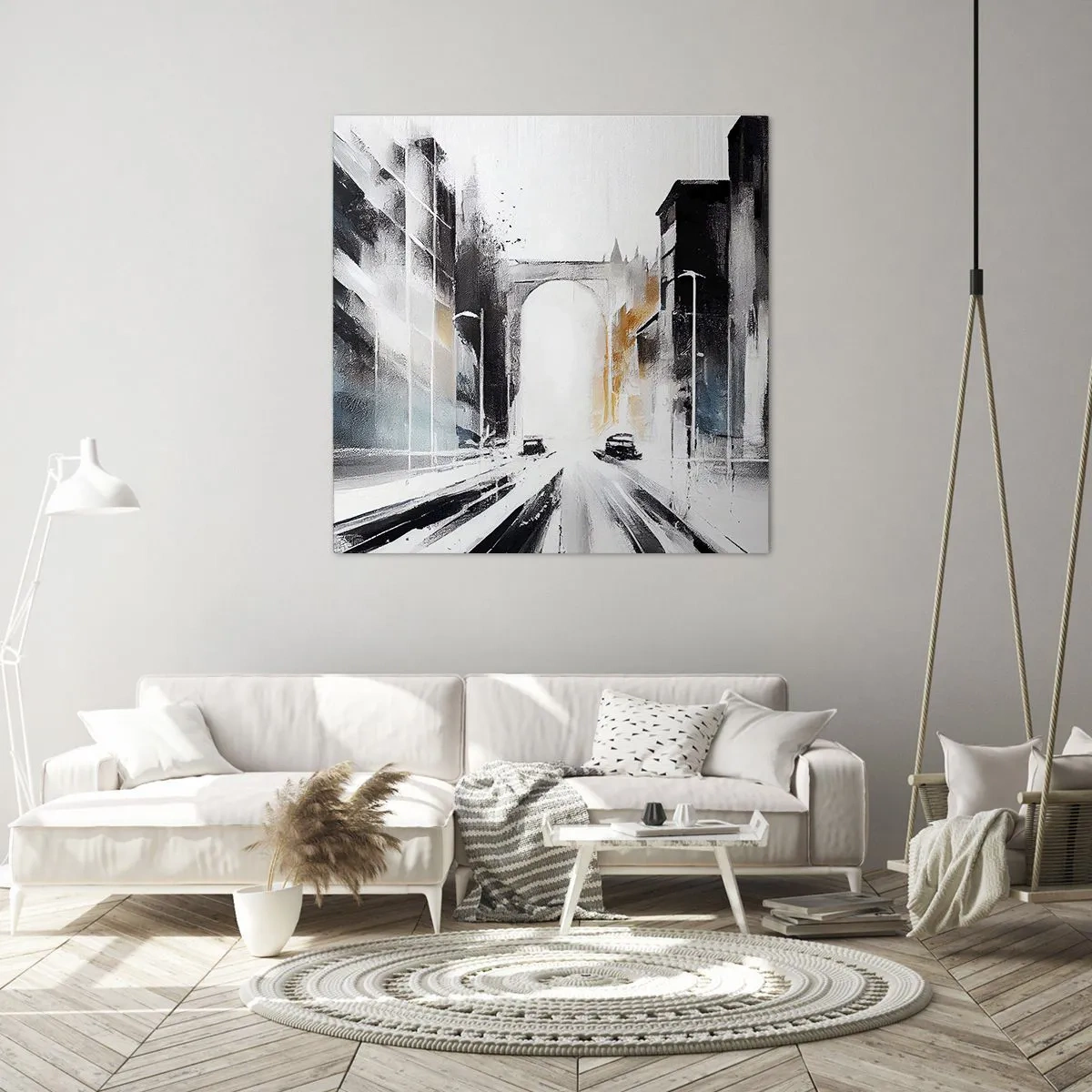Obraz na plátně - Studie města: architektura a pohyb - 30x30 cm