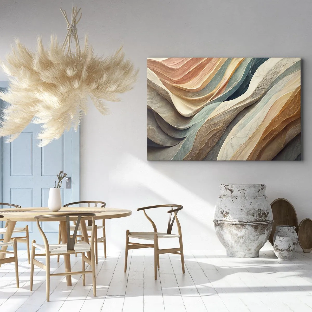 Obraz na plátně - Abstraktní vlny v pastelových odstínech - 70x50cm - Okamžik před změnou - Moderní nástěnná dekorace do obývacího pokoje a ložnice ARTTOR