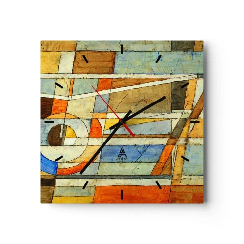 Nástěnné hodiny - Kubismus na stavbě - 30x30 cm