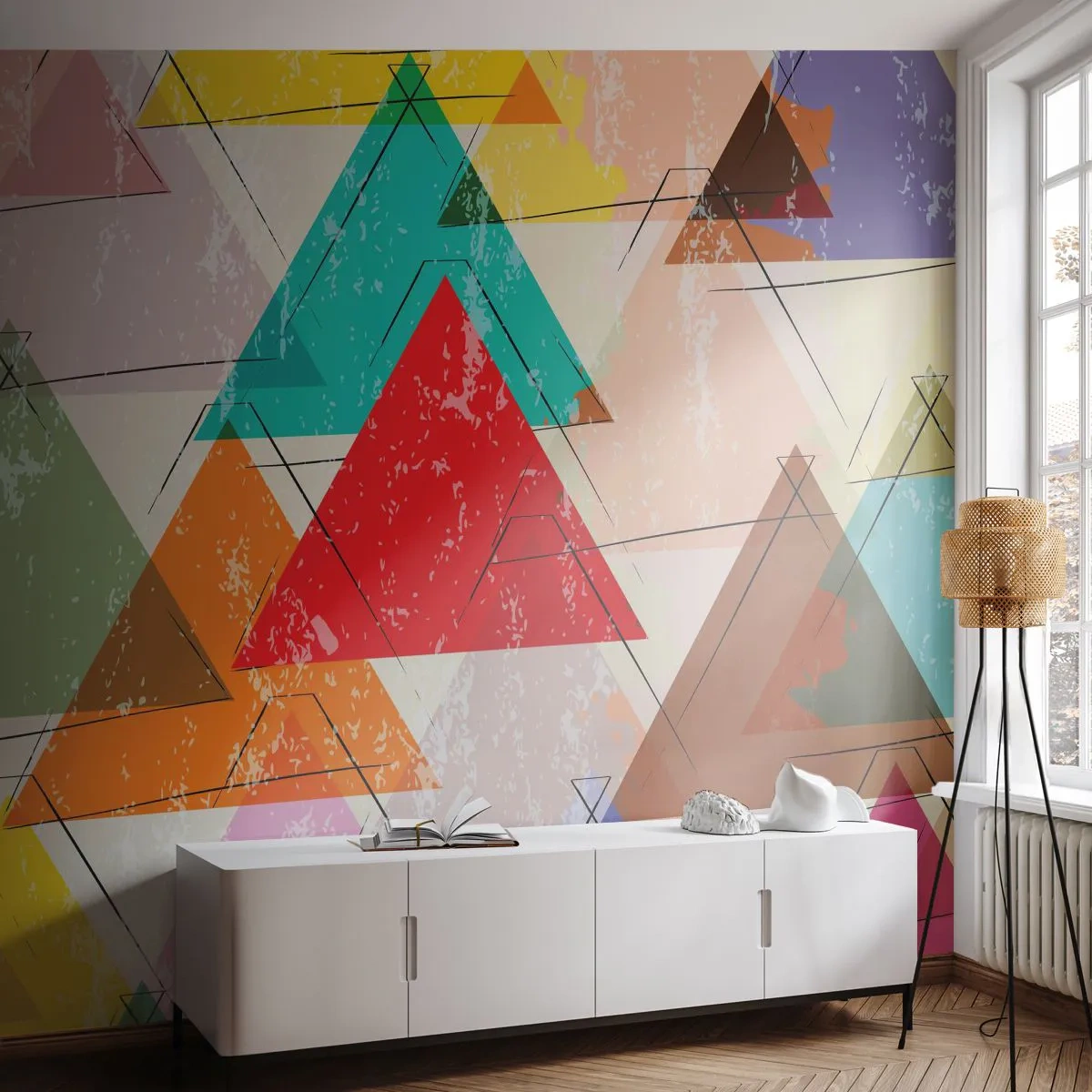 Fototapeta Samolepicí Deluxe Sticker - Blábolení - Abstrakce, Kus, Trojúhelníky - 250x175 cm