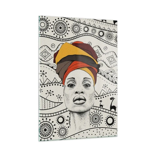 Obraz na skle - Africký portrét - 50x70 cm