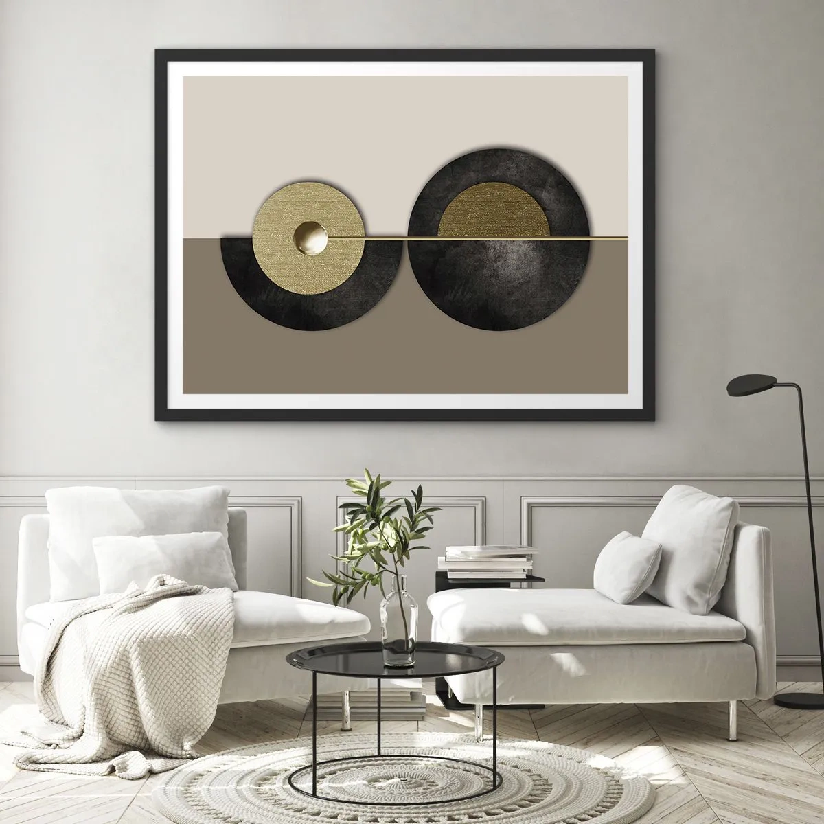 Plakát v černém rámu - Variace kolem kruhu - 100x70 cm