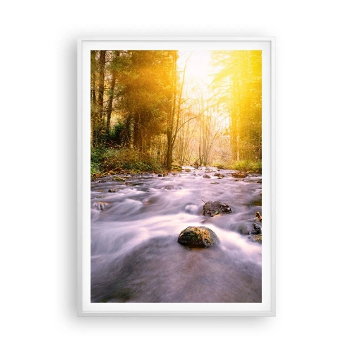 Plakát v bílém rámu - Malachit ve stříbrně-zlaté podobě - 70x100 cm